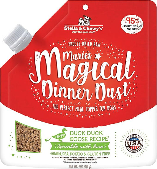 Stella & Chewy's Freeze-Dried Raw Marie's Magical Dinner Dust - Premium Duck & Turkey Dog Food Topper with Organic Fruits & Vegetables - Perfect for Picky Eaters - 7oz