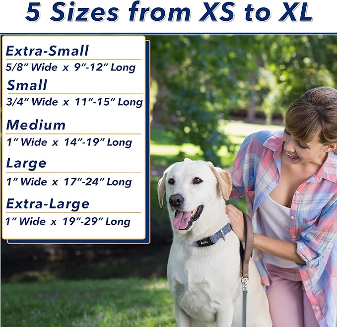 Dark Blue Hemp Dog Collar - Hypoallergenic Dog Collar - Comfortable for Sensitive Skin or Allergies with no Harsh Dyes or Chemicals - 5 Sizes from X-Small to x-Large Breeds