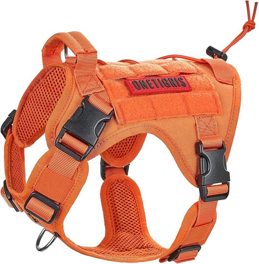 OneTigris Tactical Dog Harness Vest,No-Pull Service Dog Vest with Hook & Loop Panels,Adjustable Dog Vest Harness for Walking Hiking Training(Orange,XS)