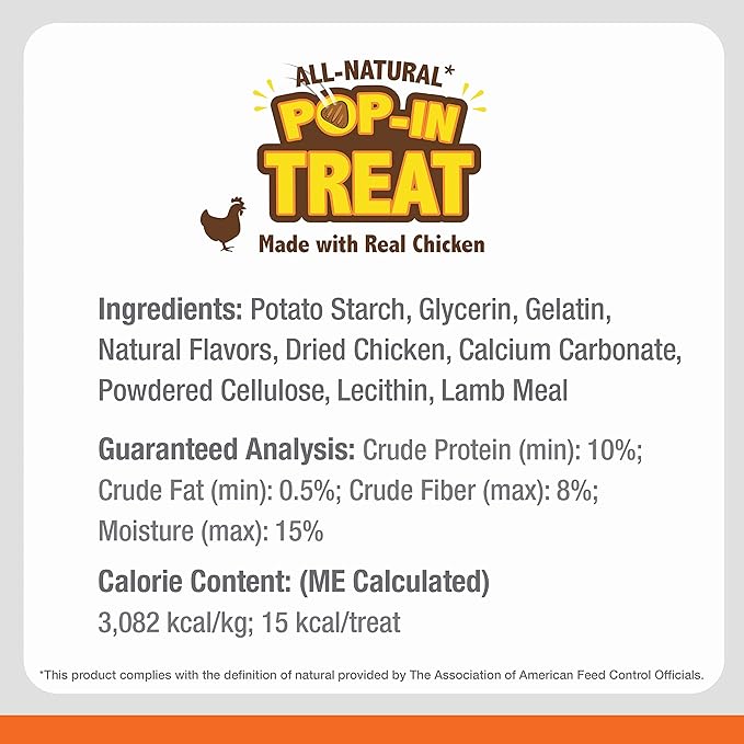 Nylabone Pop-In Treat-Toy Refill Chews, All-Natural Dog Treats for Treat Dispensing Toys, Chicken Flavor, 30 Count