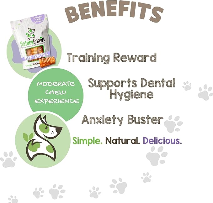 Nature Gnaws Beef Trachea Chews for Dogs 3" (12 Count) - Long Lasting Natural Crunchy Dog Chew Bones - Rawhide Free (Pack of 2)