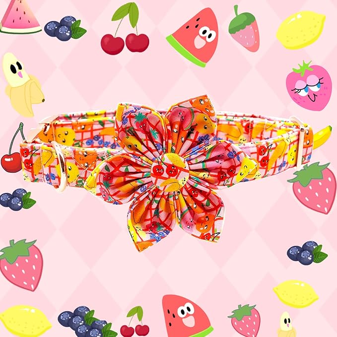 Elegant Little Tail Girl Dog Collar with Flower - Summer Collar for Small, Medium, Large Dogs