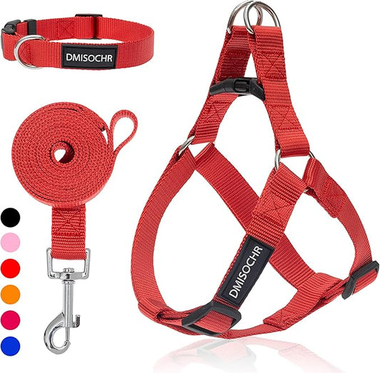 No Pull Dog Harness - Adjustable Step-in Harness & Leash Set for Small, Medium, Large Dogs - Escape Proof Soft Pet Harness for Walking, Training, Hiking, Outdoor Activities
