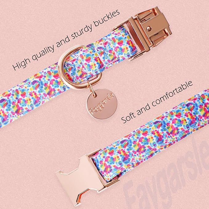Faygarsle Multi-Colored Splotches Pattern Dog Collar for Small Medium Large Dogs Cute Puppy Collars for Female Dogs for Summer Spring Wedding Necklace Girl Dog Collar S