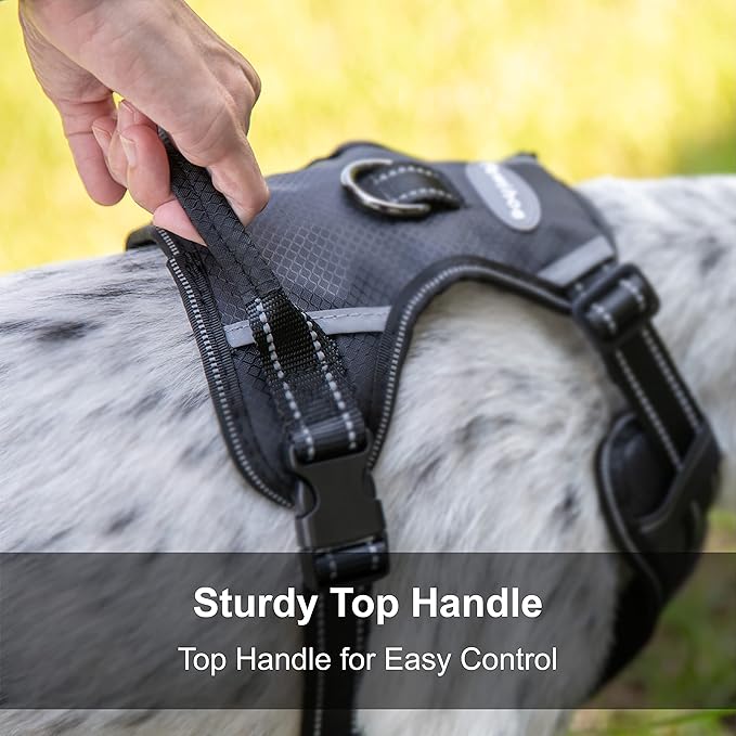 No Pull Dog Harness, Reflective Walking Dog Harness with Easy Control Handle and Front & Back Clips,Adjustable Breathable Soft Padded Dog Vest Harness for Large Medium Small Dogs,Black,XL