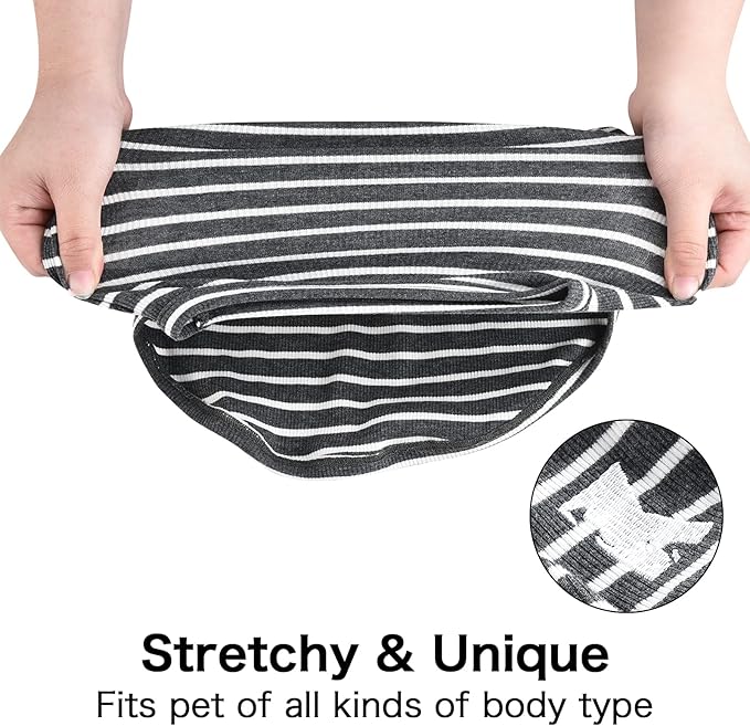 Koneseve Dog Shirt Vest Lightweight Stretchy Dog T-Shirts Soft Cool Shirts Sleeveless Stripe Vests Breathable Clothes for Puppy Kitty Cats Small Medium Large Dogs 2 Pack Black + Grey [ 4XL ]