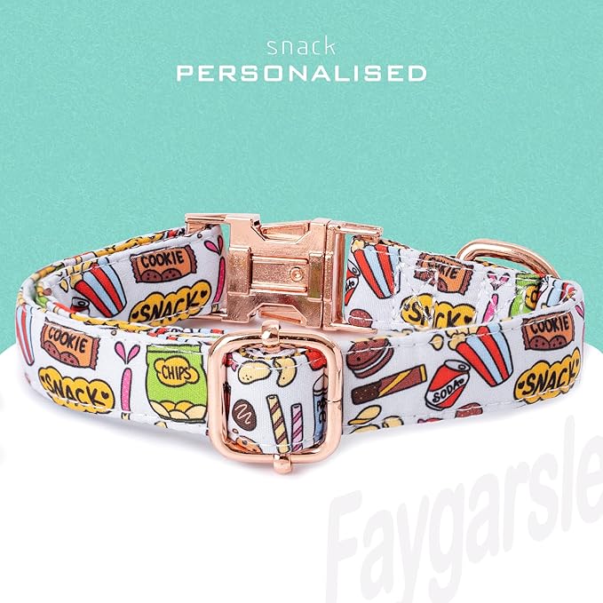 Faygarsle Snack Pattern Dog Collar for Small Medium Large Dogs Cute Puppy Collars for Female Dogs for Summer Spring Wedding Necklace Girl Dog Collar XS