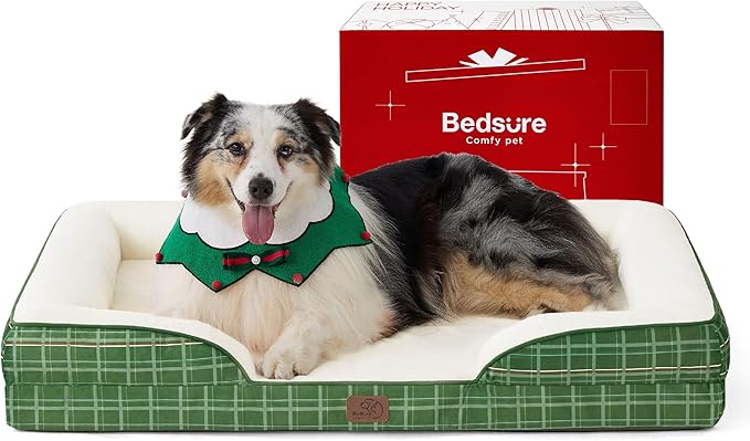 Bedsure Orthopedic Dog Bed for Extra Large Dogs - XL Washable Dog Sofa Beds Large, Pet Couch Bed with Removable Washable Cover, Waterproof Lining and Nonskid Bottom, Holly Plaid
