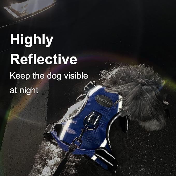 No Pull Dog Harness, Reflective Walking Harness with Easy Control Handle, Front & Back Clips, Adjustable Breathable Soft Padded Dog Vest for German Shepherd, Blue, XL