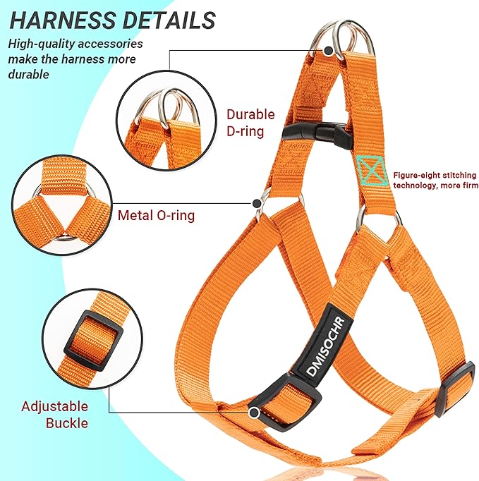 No Pull Dog Harness - Adjustable Step-in Harness & Leash Set for Small, Medium, Large Dogs - Escape Proof Soft Pet Harness for Walking, Training, Hiking, Outdoor Activities