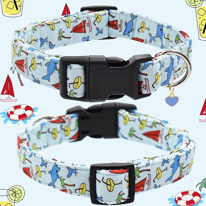 Bubblepup Dog Collar, Adjustable Dog Collar for Small Medium Large Dogs with Soft Cotton & Quick-Release Buckle