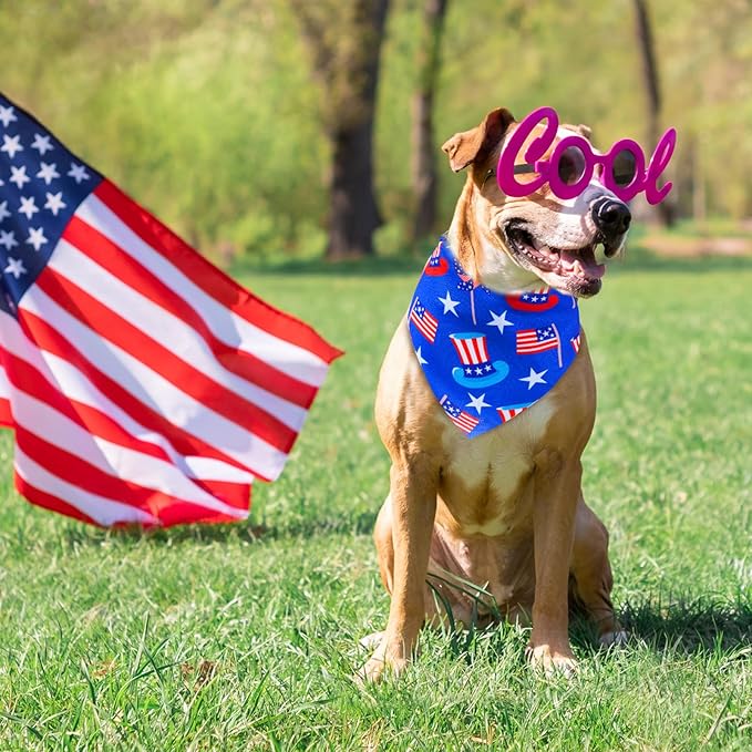 72 Pcs 4th of July Dog Bandanas Bulk Independence Day Triangle Scarf Patriotic Cat Bibs Puppy Scarf Red White and Blue Pet Bandanas for Puppy Cat Birthday Party Costume