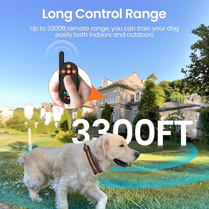 Dog Shock Collar - Dog Training Collar with Remote 1000Ft,Shock Collar for Large Medium Small Dogs 8-120lbs,Pet Collar with Beep,Vibration,Static Stimulation