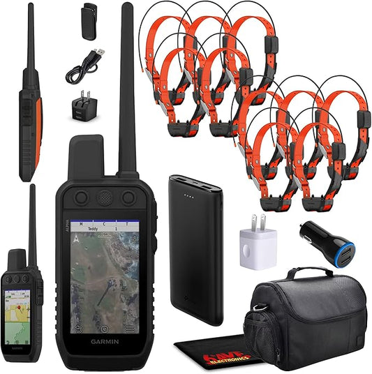 Garmin Alpha 300 Handheld Advanced Tracking and Training System for Hunting Dogs with 10x Garmin Alpha TT25 Dog Collars, GPS + Field Bag + Accessories