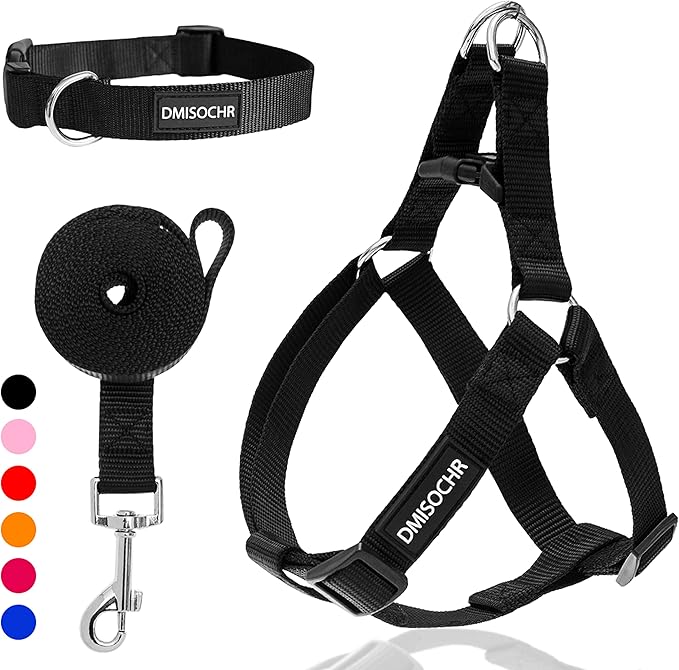 No Pull Dog Harness - Adjustable Step-in Harness & Leash Set for Small, Medium, Large Dogs - Escape Proof Soft Pet Harness for Walking, Training, Hiking, Outdoor Activities