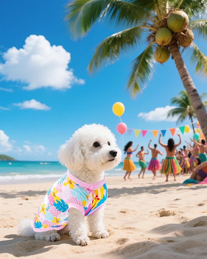 PET SHOW 4 Pack Dog Hawaiian Shirts for Small Doggies UPF 50+ UV Sun Protection Summer Cool Clothes Tank Top Floral Puppy Kitten Cats T-Shirts Pet Holiday Party Sleeveless Vest Boy Girl(X-Small)