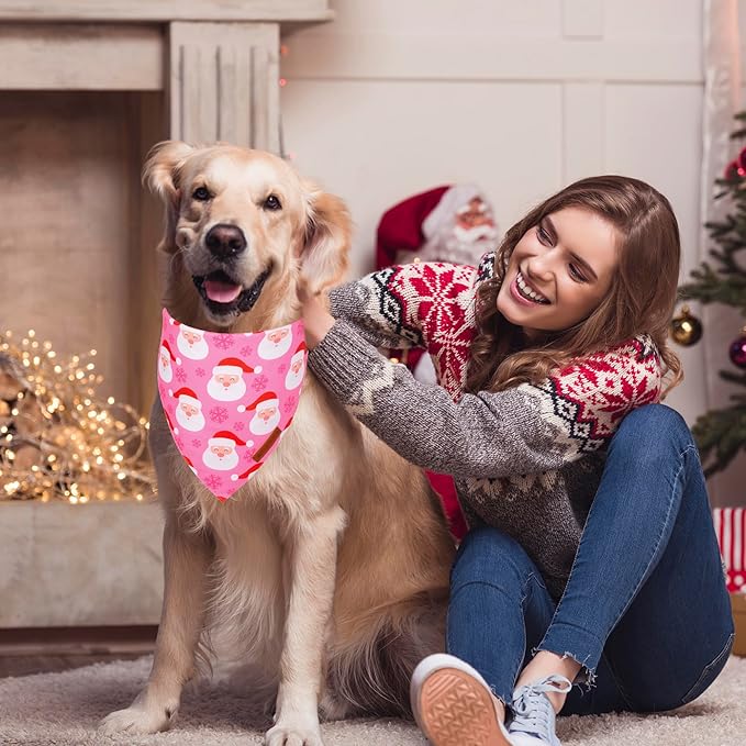 ADOGGYGO Christmas Dog Bandana, Xmas Tree Santa Pet Scarf, Premium Durable Fabric, Adjustable Fit Female Pet Christmas Bandanas for Extra Large Dogs (X-Large)
