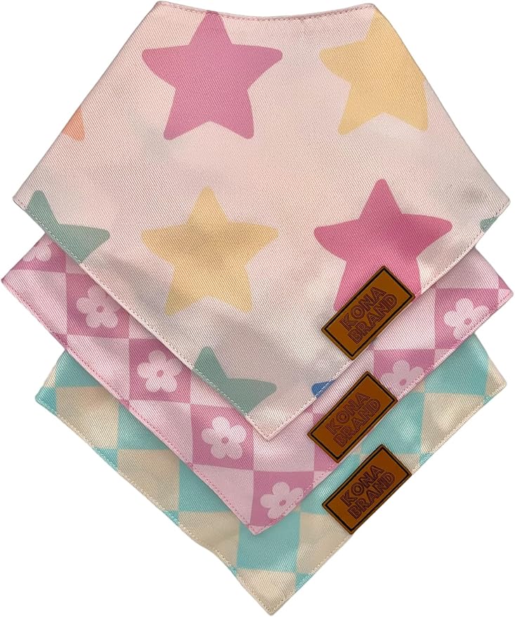 KonaBrandCo- Premium Handmade Dog Bandana | Dual Layered Silky Durable Polyester Fabric | Adjustable Fit Custom Shape- Won't Roll (Small, REESE)