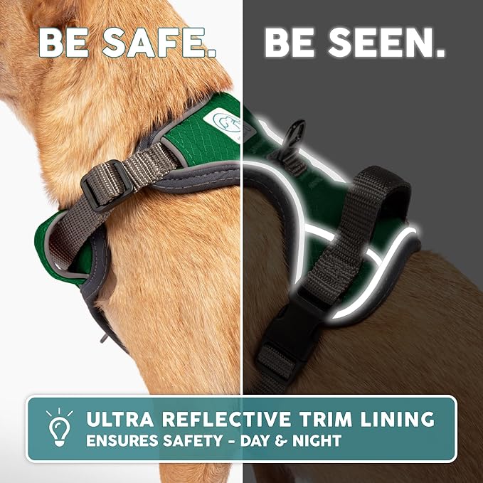 Embark Adventure Dog Harness, Reflective Trim No Pull Dog Harness Medium Sized Dogs - Military Grade Nylon, Front Clip with Gel Lined Handle.