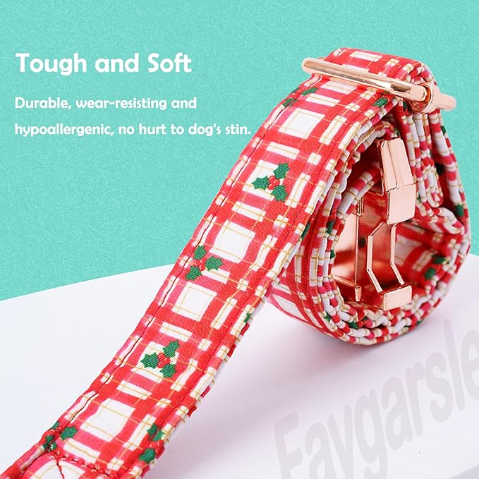 Faygarsle Christmas Red Plaid Pattern Dog Collar for Small Medium Large Dogs Cute Puppy Collars for Female Dogs for Summer Spring Wedding Necklace Girl Dog Collar XS
