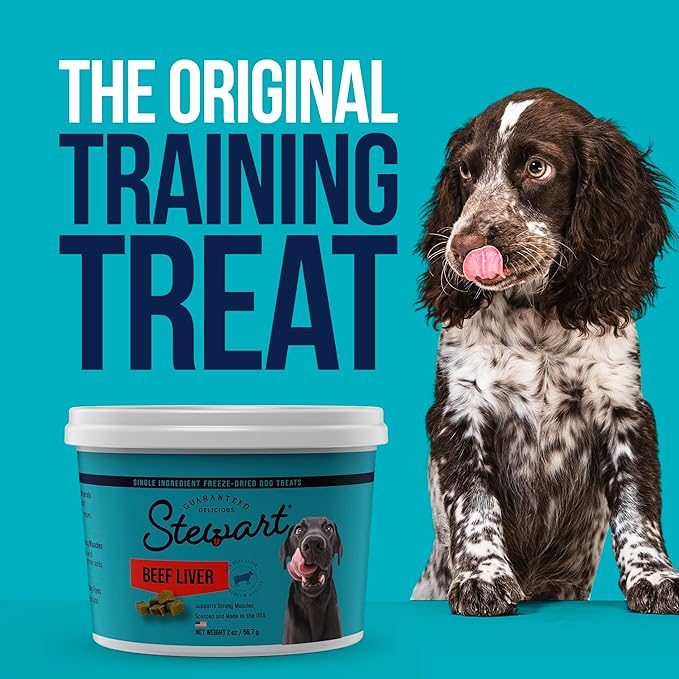 Stewart Single Ingredient Freeze Dried Raw Dog Treats, Beef Liver, 21 Ounce Value Size Resealable Tub, Training Treats or Meal Topper for All Size Dogs, High Protein, Grain-Free, Gluten-Free