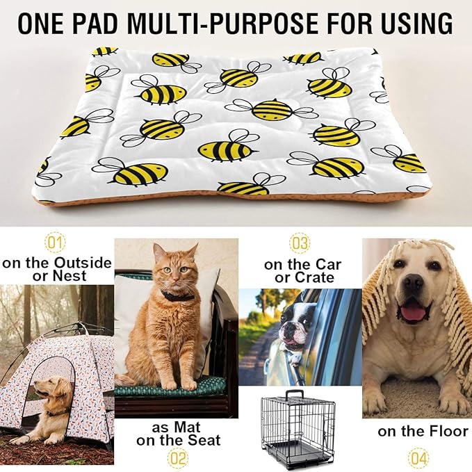Flying Bumble Bees Pet Bed - Comfortable Calming Dogs Cat Bed Mat, Soft Plush Surface Pet Bed Cushion Bed for All Season, 36x24inch