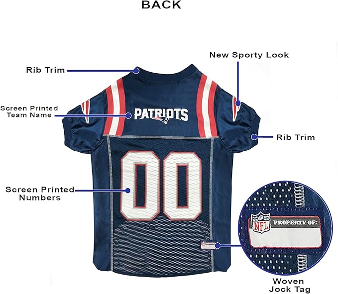 Pets First NFL New England Patriots MESH Jersey for Dogs - X-Small, Football Costume for Dogs & Cats, Licensed Dog Shirt NEP-4145-SM-DS