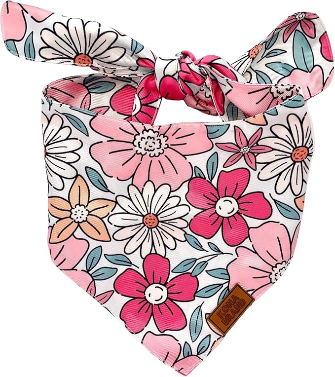 KonaBrandCo- Premium Handmade Dog Bandana | Dual Layered Silky Durable Polyester Fabric | Adjustable Fit Custom Shape- Won't Roll (Medium, KONA BUG)