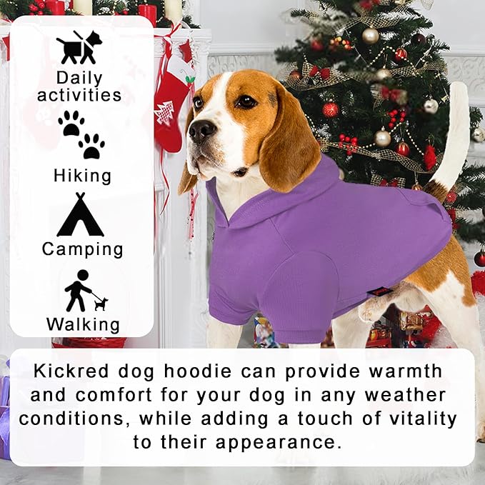 2 Pieces Basic Cotton Dog Hoodie Sweater, Soft Pet Clothes Dog Sweatshirts, Dog Outfit Coat Pullover with Pocket and Leash Hole for Small Medium Large Dogs, Dark Grey & Purple/Sleeved (Medium)