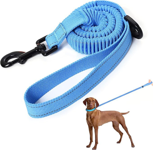 Mile High Life | Bungee Dog Leash | Gentle Pull Training Lead | Soft Comfort Texture | 3-5 Feet | for Dogs/Cats Under 20 lb (Blue)