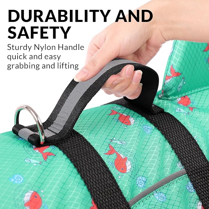 Queenmore Dog Life Jacket Small, Dog Life Vest for Swimming, Shark Life Jacket for Boating with Handle/Leash Hook, Lightweight Puppy Cats Floating Vest for Swim Water Pool