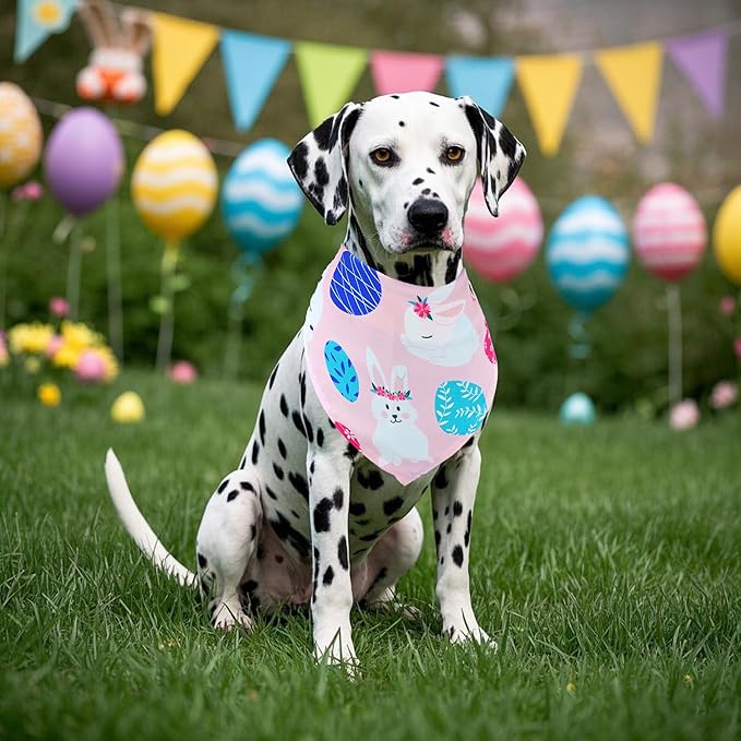 Easter Dog Bandanas for Large Dog Breed Adjustable 33 Inch Polyester Dogs Bandana 7 Pcs XXL Dogs Scarves Grooming L