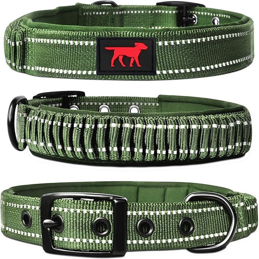 Heavy Duty Dog Collar With Handle | Ballistic Nylon Heavy Duty Collar | Padded Reflective Dog Collar With Adjustable Stainless Steel Hardware | Convenient Sizing for All Breeds