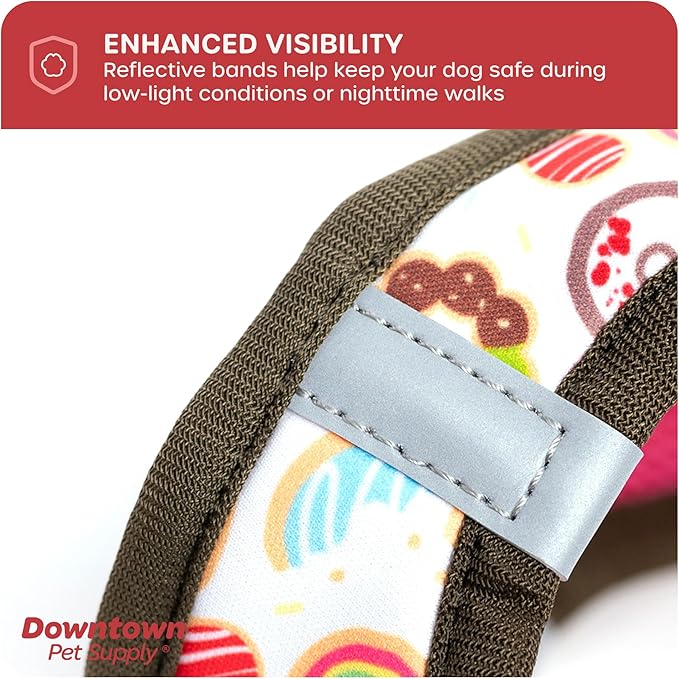 Downtown Pet Supply Step in Dog Harness for Small Dogs No Pull, X-Small, Donut - Adjustable Harness with Padded Mesh Fabric and Reflective Trim - Buckle Strap Harness for Dogs