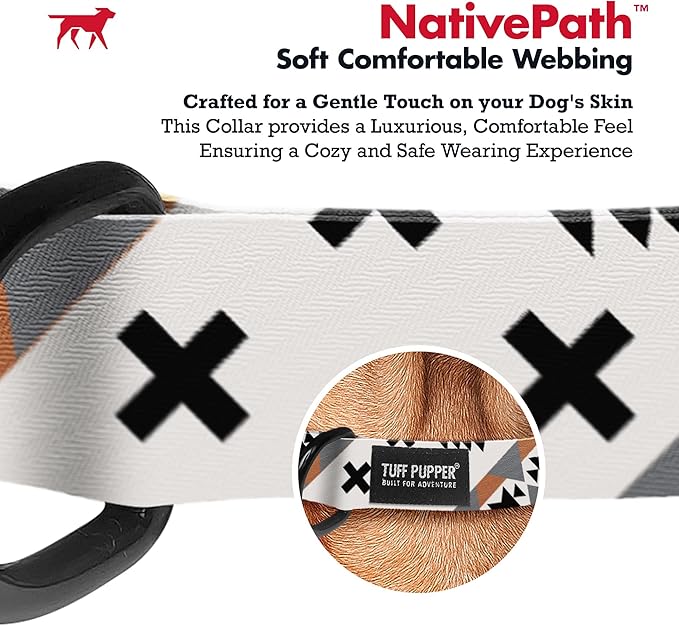 Tuff Pupper Premium Adjustable Dog Collar for Medium Boy & Girl Dogs, Stylish Pattern Collars Designed in USA, Quick Release Buckle, NativePath Print, Medium (1 Inch Wide x 13-18 Inch Neck)