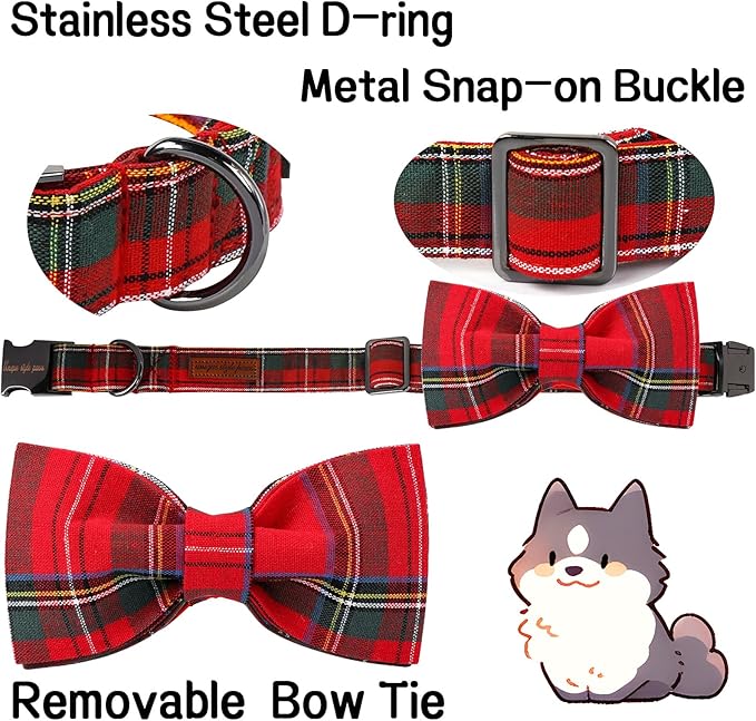 Unique style paws Christmas Dog and Cat Collar with Bow Pet Gift Adjustable Soft and Comfy Bowtie Collars for Small Medium Large Dogs