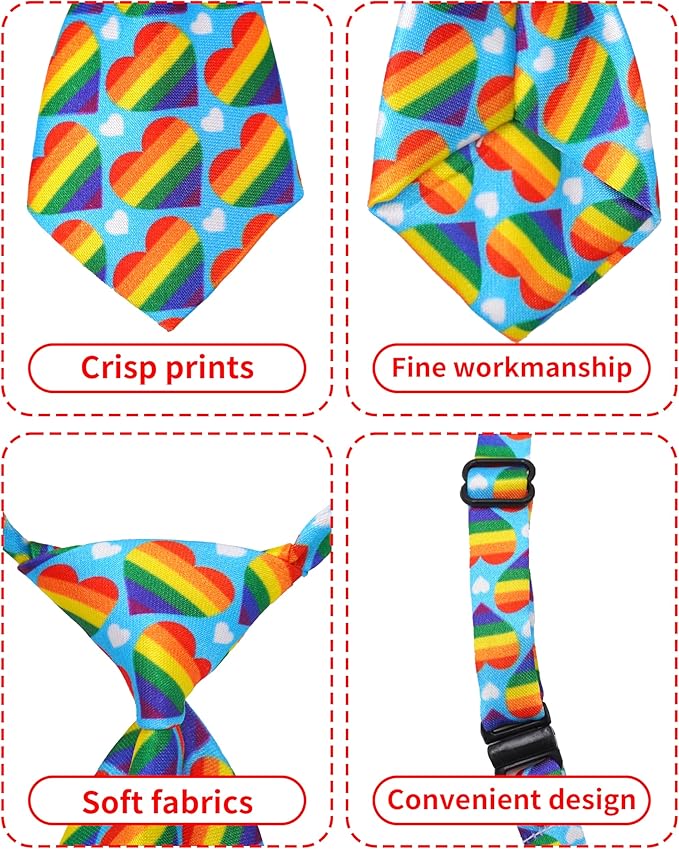PET SHOW 10 Pack Pride Month Small Dog Ties Neckties for Doggies Cats Rainbow Neck Ties Bowties Girl Boy Pets LGBT Costumes Puppy Adjustable Holiday Grooming Accessories Wedding Party Gift Favor