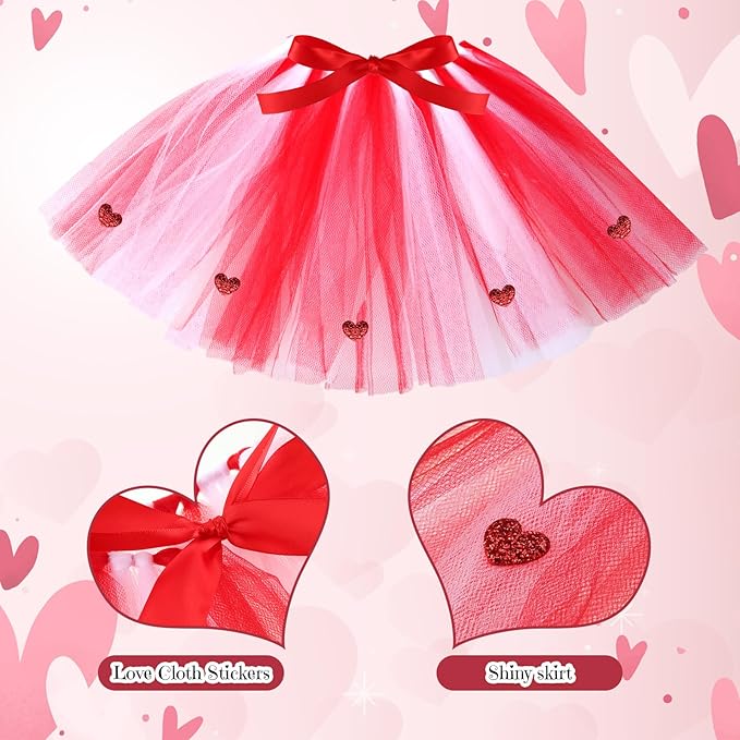 3 Pieces Valentines Day Dog Costume Set Including Red Love Headband Valentines Dog Tutu Dress Cute Pet Tutu Red Pet Scarf for Medium Animal Holiday Outfit Accessory