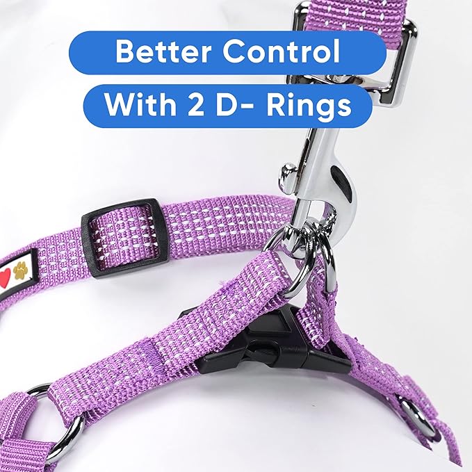 Pawtitas Pet Soft Adjustable Step-In Reflective Puppy / Dog Harness Small 5/8 Inch Purple Orchid