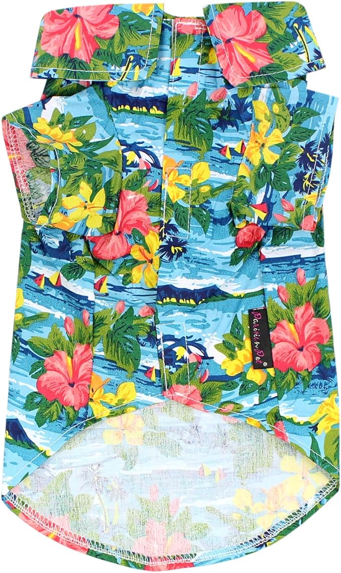Parisian Pet Hawaiian Dog Shirt - Cotton Summer Dog Clothes - Stylish Beach Outfit - Hook & Loop Closure - Machine Washable XXL