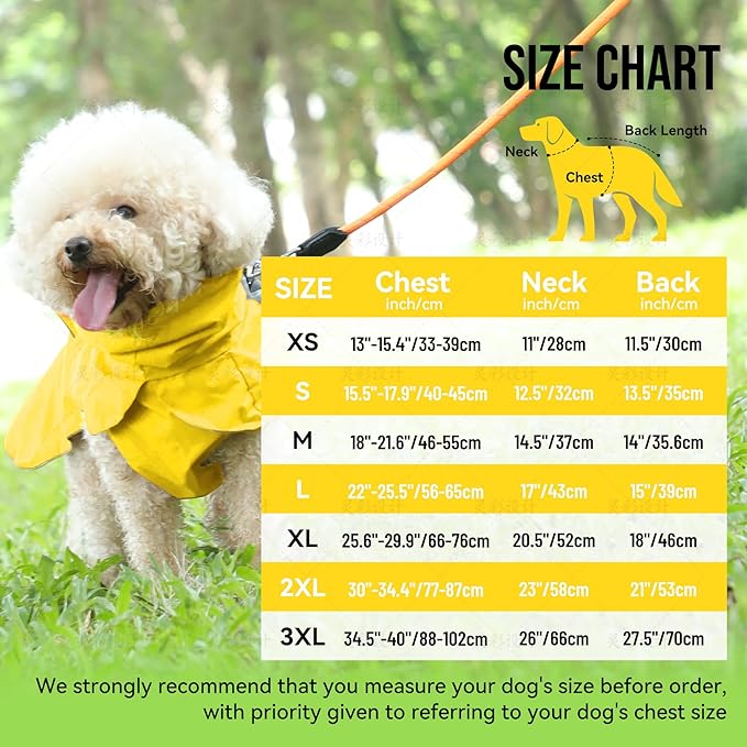 Dog Raincoat with Harness Built in,Outdoor Waterproof Puppy Rain Jacket for Medium Dogs,Adjustable Waist by Strap Doggie Rain Coats,Yellow M
