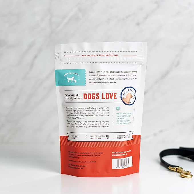Rocco & Roxie - Jerky Dog Treats Made in USA – Puppy Supplies - Healthy Treats for Potty Training - High Value Real Meat Slow Roasted Snacks for Small, Medium and Large Dogs and Puppies - Soft Chews