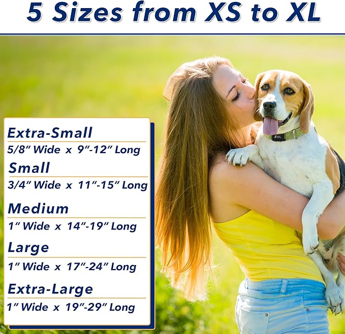 Dark Blue Hemp Dog Collar - Hypoallergenic Dog Collar - Comfortable for Sensitive Skin or Allergies with no Harsh Dyes or Chemicals - 5 Sizes from X-Small to x-Large Breeds