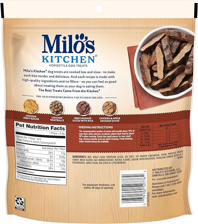 Milo's Kitchen Homestyle Dog Treats, Steak Grillers, 10 Ounce, High Protein, No Artifical Flavors