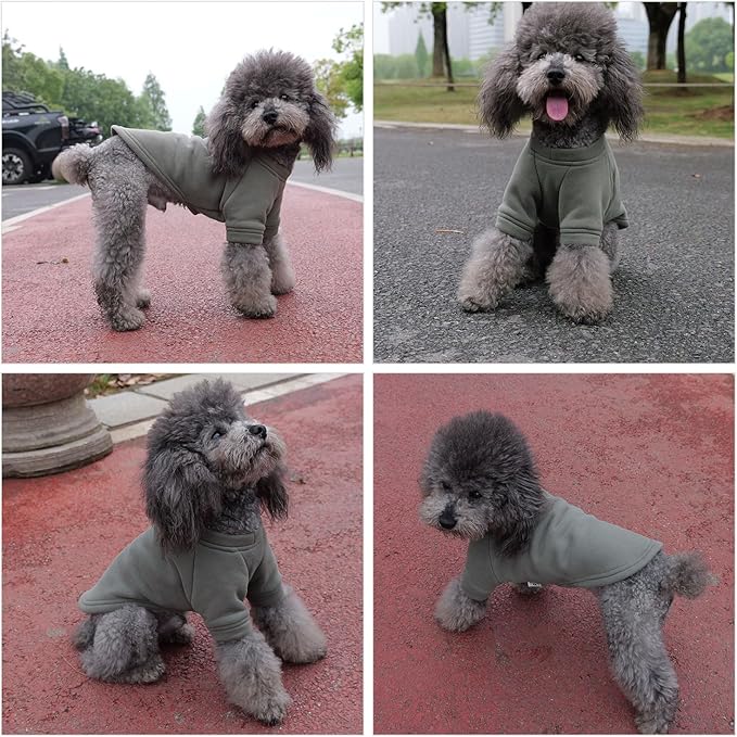 Lovelonglong Sweatshirt Cold Weather Pullover Autumn and Winter T-Shirts for Small Medium Large Size Dogs Army-Green S