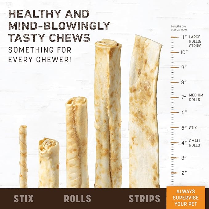 Earth Animal No Hide Stix Chicken Flavored Natural Rawhide Free Dog Chews Long Lasting Chew Sticks | Treats for Small Dogs and Cats | Great for Aggressive Chewers | 90 Count