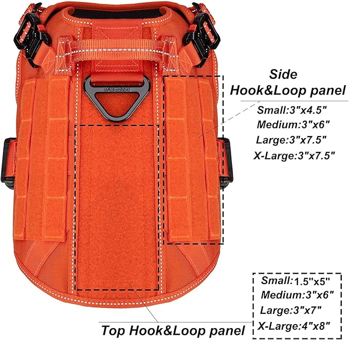 ICEFANG Tactical Dog Harness,Medium Size, 2X Metal Buckle,Working Dog MOLLE Vest with Handle,No Pulling Front Leash Clip,Hook and Loop Panel