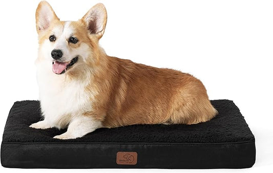 Bedsure Large Dog Bed for Crate - Orthopedic Waterproof Pet Beds with Removable Washable Cover, Egg Crate Foam Crate Mat, Suitable for Pet Up to 50 lbs