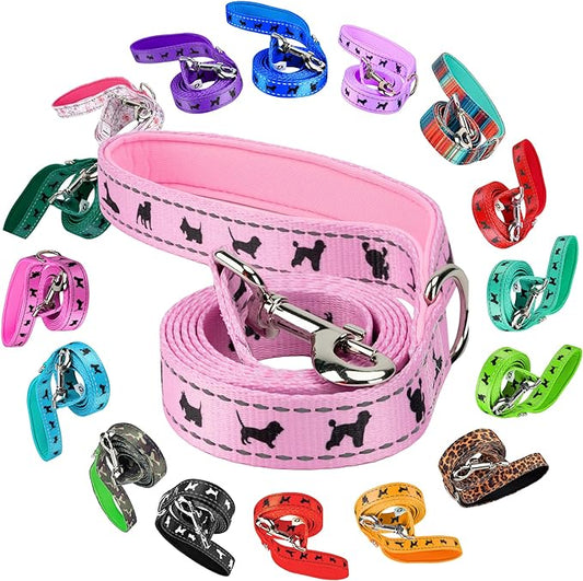 EcoBark Dog Leash - Soft & Reflective Comfort Training Leashes with Padded Handle - Strong Durable Heavy Duty - Training and Pulling for Small, Medium or Large Dogs (Baby Pink)
