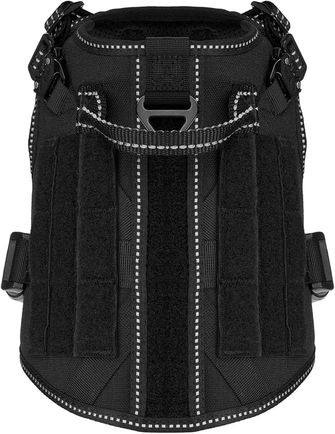 ICEFANG Tactical Dog Harness, Small Size,2X Metal Buckle,Working Dog MOLLE Vest with Handle,No Pulling Front Leash Clip,Hook and Loop Panel